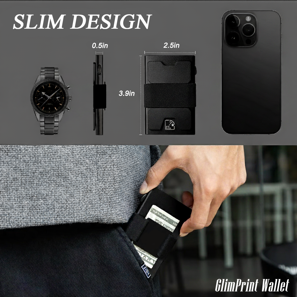 GLIMPRINT Aluminum Wallet - RFID Blocking 12+ Cards Holder