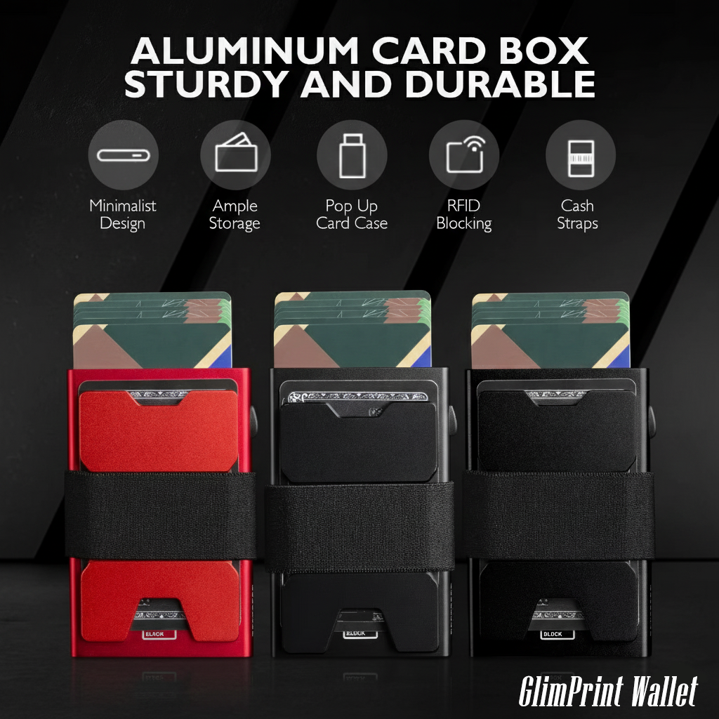 GLIMPRINT Aluminum Wallet - RFID Blocking 12+ Cards Holder