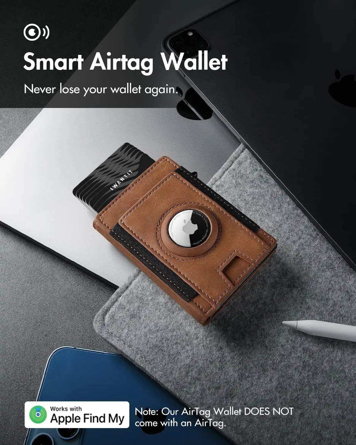 GLIMPRINT Genuine Leather Wallet with RFID-blocking & AirTag Slot