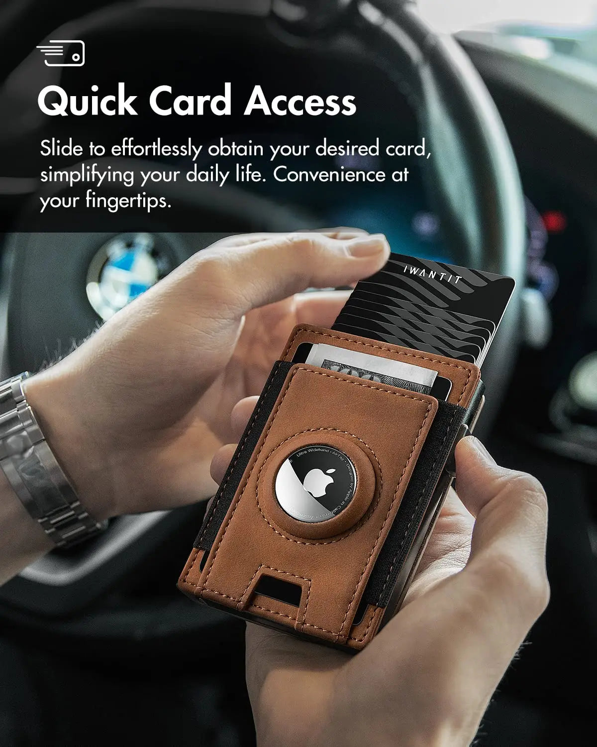 GLIMPRINT Genuine Leather Wallet with RFID-blocking & AirTag Slot