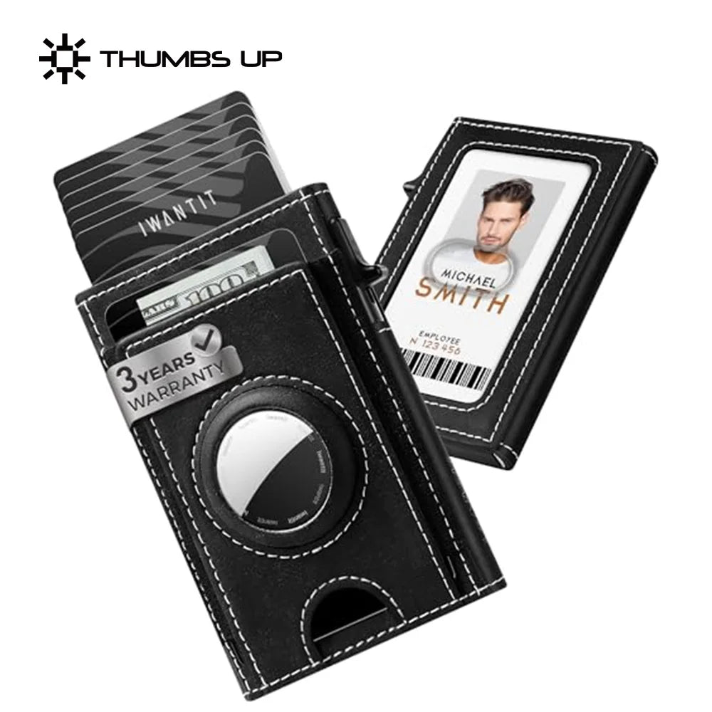 GLIMPRINT Genuine Leather Wallet with RFID-blocking & AirTag Slot